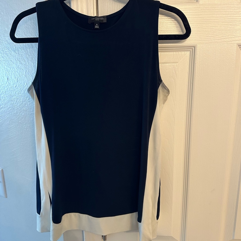 Navy and White Sleeveless Top